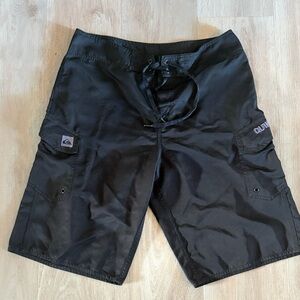 Mens Quiksilver Board Shorts Black Surfboard Surfing Surf Trunks 31